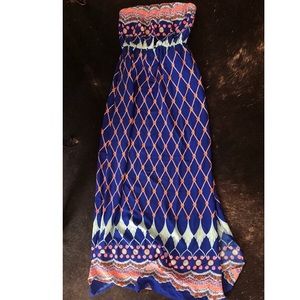 Colorful Strapless Maxi Dress